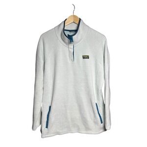 LL Bean Hi-Pile Fleece Pullover Mint Green Snap Mock Neck XL 518489 Mens